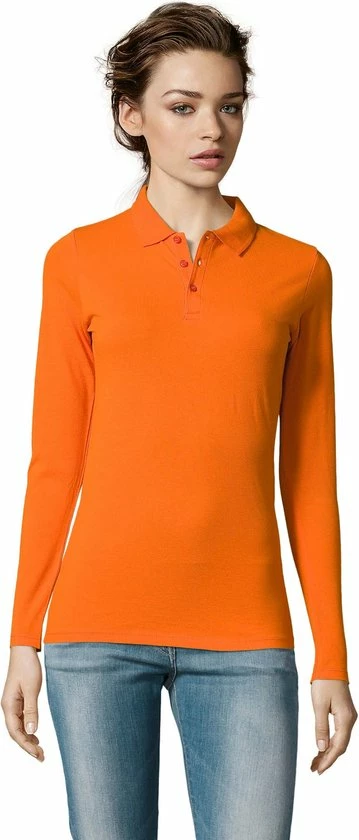 SENVI® Dames Piqué Polo Met Lange Mouwen - Kleur Oranje - Maat L - EK-WK-Olympische Spelen - F1 - Koningsdag 5 SENVI® Dames Piqué Polo Met Lange Mouwen - Kleur Oranje - Maat L - EK-WK-Olympische Spelen - F1 - Koningsdag - Afbeelding 5