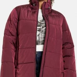 SAMOON Dames Licht Uitlopende Gewatteerde Jas Dark Cherry-54