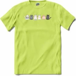 T-SHIRT KNALLER Katten Vrienden - T-Shirt - Dames - Appel Groen - Maat L