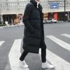 Merkloos Heren Lange Donsjack Jas Winter Parka's Dikke Warme Slim Fit Heren Overjas, Maat: XXXXXL (zwart)-Zwart