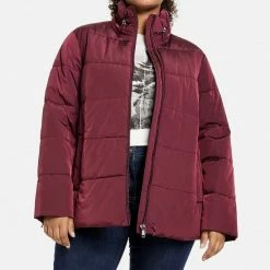 SAMOON Dames Licht Uitlopende Gewatteerde Jas Dark Cherry-54 -Dameskleding Verkoop 550x607 4