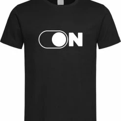 Merkloos Zwart T-Shirt Met “ On Button “ Print Wit Size XXXXL