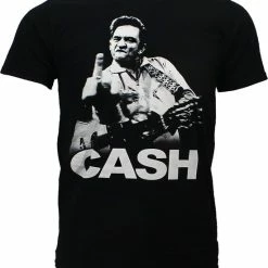 POPMERCH Johnny Cash Middle Finger T-Shirt Zwart - Officiële Merchandise