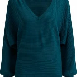 WE Fashion Dames Fijngebreide Trui Met Ribstructuur