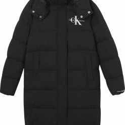 Calvin Klein Monologo Mw Long Puffer Jassen - Zwart