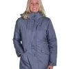 BJØRNSON VIRA Winterjas Dames - Winddicht - Waterafstotend - Fleece En Nylon Gevoerd - Capuchon - Outdoor Damesjas - Maat 36 - Denim Melange