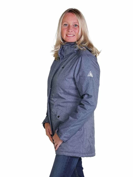 BJØRNSON VIRA Winterjas Dames - Winddicht - Waterafstotend - Fleece En Nylon Gevoerd - Capuchon - Outdoor Damesjas - Maat 36 - Denim Melange 3 BJØRNSON VIRA Winterjas Dames - Winddicht - Waterafstotend - Fleece En Nylon Gevoerd - Capuchon - Outdoor Damesjas - Maat 36 - Denim Melange - Afbeelding 3
