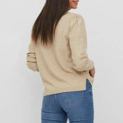 Vila Trui Viril V-neck L/s Cable Knit Top 14076024 Natural Melange Dames Maat - L -Dameskleding Verkoop 550x785 69