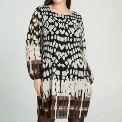 Cassis Korte Plisséjurk Met Grafische Print