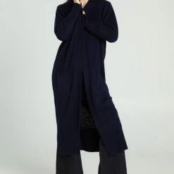 Cassis Lange, Effen Cardigan Met Sjaalkraag