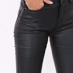 Broek Toxik3 Hoge Taille Lederlook Push-up Zwart