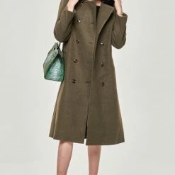 Merkloos Mantel Sara Afneembare Bont Groen Maat S