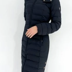 Emporio Armani EA7 Donsjas Lang Met Gouden Details Zwart Maat : M