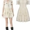 Dark In Love Korte Jurk -XS- Steampunk Princess Frilly Creme