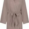 Hunkemöller Dames Nachtmode Kimono Rib - Bruin - Maat XL/XXL